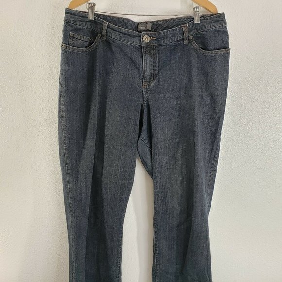 Venezia Womens Straight Leg Jeans Blue Stretch Dark Wash Faded Denim Plus 40x31 - Picture 5 of 10
